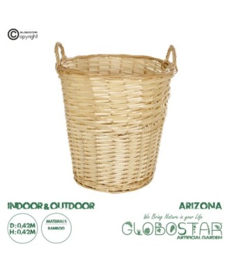 GloboStar® Artificial Garden ARIZONA 21504 Διακοσμητικό Πλεκτό Καλάθι - Κασπώ Γλάστρα - Flower Pot Μπεζ Φ42 x Υ42cm